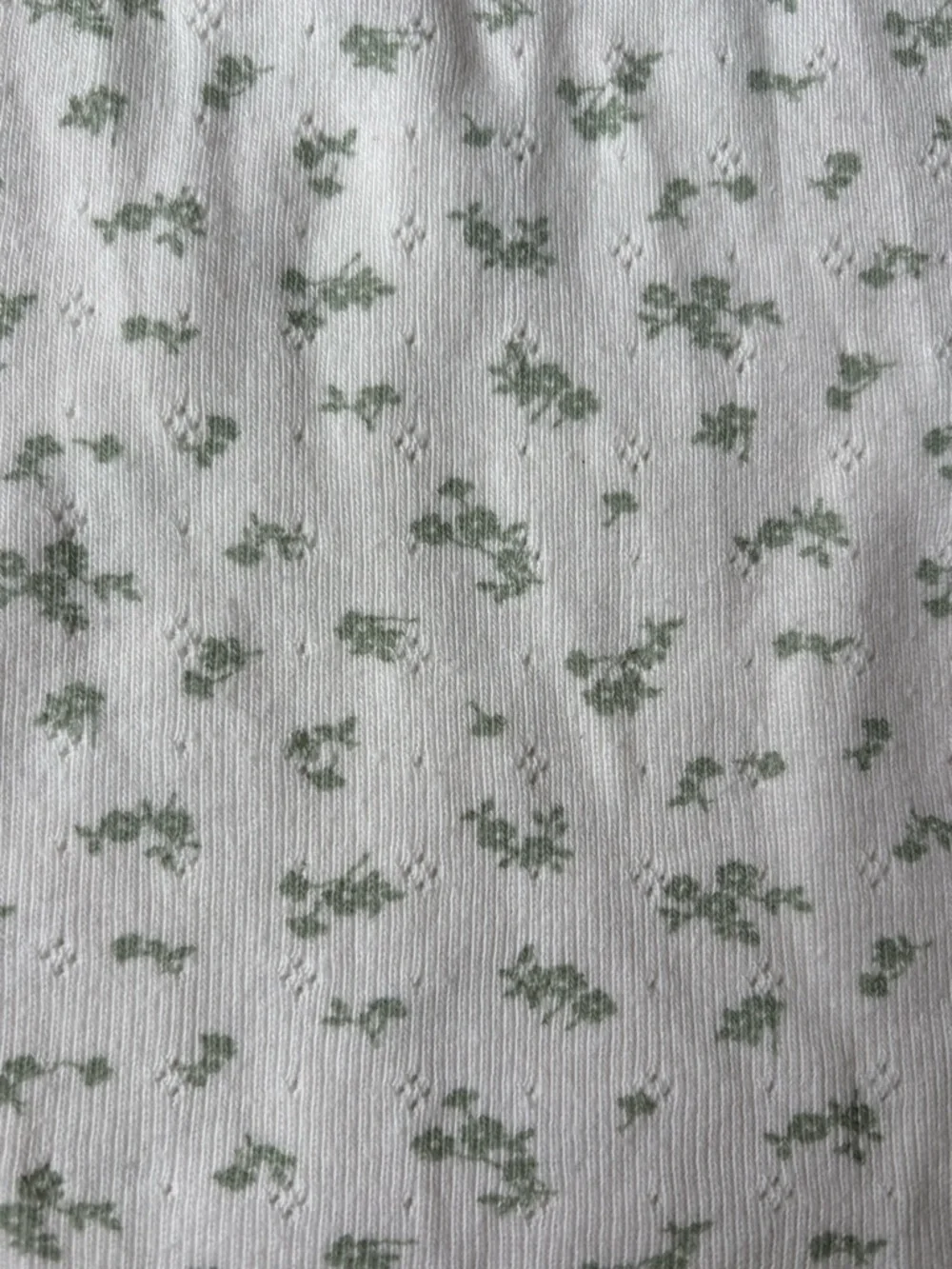 Brandy Melville White Tank Top with Light Green Floral Print - Picture 2 of 4